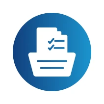 Document checklist icon in blue circle.